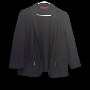 Chic Black Women's Blazer with Zipper Pockets